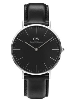 Buy Men's Fashion Classic Black Watch with Italian Black Leather Strap 40mm in Saudi Arabia