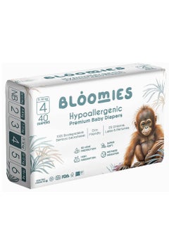 Buy Bloomies Premium Baby Diapers with wetness indicator | Eco-friendly and Hypoallergenic Nappies Made with 100% Bamboo | Nappies Size 4 for babies 9-14kg x 40pcs in UAE