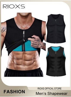 Buy Men's Compress Zipper Vest Belly Slimming Body Shaper Vest Sleeveless Zipper Undershirt Tummy Control Tank Top Shapewear for Stomach Slimming Shirt Workout Suit in UAE