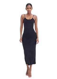 Buy Spaghetti Strap Bodycon Midi Dress - Black in UAE