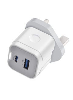 Buy 20W Fast Charging USB Charger Pd20 Watt Charger Type-C+USB British Standard Fast Charging Charger, White in Saudi Arabia