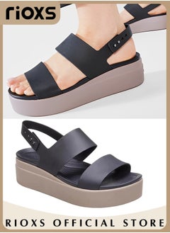 Buy Brooklyn Low Wedges Platform Sandals Comfy Open Toe Flats for Casual Beach in UAE