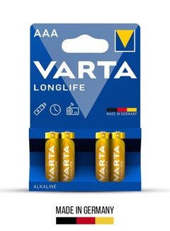 Buy Varta Longlife AAA Alkaline Battery for Long-Lasting Performance in Everyday Devices (4-Pack) in UAE