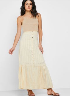 Buy Button Through Ruffle Hem Skirt in UAE