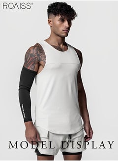 Buy Men's Casual Color Matching Printed Fitness Vest Basketball Running Gym Quick Dry Sports Tank Top Comfortable and Breathable Loose Sleeveless Top in Saudi Arabia