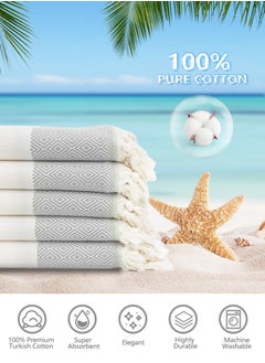 اشتري Turkish Beach Towel 100% Cotton Peshtemal Travel Camping Bath Sauna Beach Gym Pool Blanket Gift Quick Dry Sand Free Beach Towel في السعودية