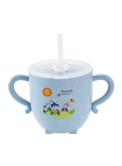 Buy 270ml Child Feeding Mug Cartoon Pattern Dual Use Wheat Straw Cute Baby Drinking Cup with Straw in Saudi Arabia