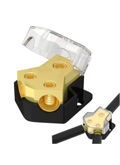 اشتري 2-Way Car Audio Power Distribution Block, 0/2/4 Gauge Input to 4/8/10 Gauge Output, Ground Distribution Block for Amplifiers in Auto, Car, and Boat Audio Systems في السعودية