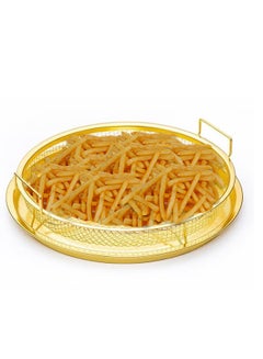 Buy A two-piece set consisting of a non-stick circular mesh frying pan and a golden tray in Saudi Arabia