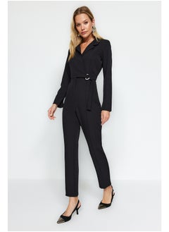 اشتري Black Belted Woven Jumpsuit with Double Breasted Collar TWOAW24TU00024 في مصر