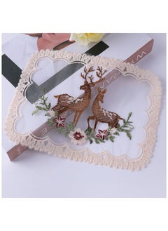 Buy Deer Embroidered Lace Table Mat Coaster in Saudi Arabia