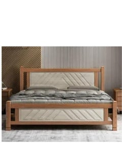 Buy Modern Wooden Bed Queen Size 150x190 Cm in UAE