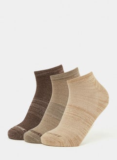 Buy Pack of 3 - Logo Print Melange Ankle Length Socks in Saudi Arabia