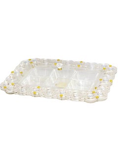 Buy 7-piece acrylic candy and nuts tray, clear, gold 40cmx57cm in UAE