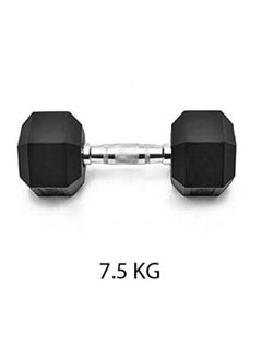 Buy Gym Fitness Equipment Rubber Hex Dumbbell 1 Pc Black 7.5 Kg in UAE