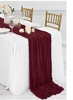 Buy Cheesecloth Table Runner, 10Ft x 35" Rustic Gauze Boho Wedding Table Runner Decoration, Vintage Table Centerpieces, Table Cloth, for Wedding Reception Bridal Shower Birthday (1 Pack Burgundy) in UAE