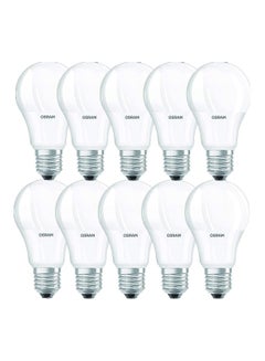 Buy Osram Led bulb E27 Dimmable 10.5W Warm white, 2700K 1055LM - Pack of 10 in UAE