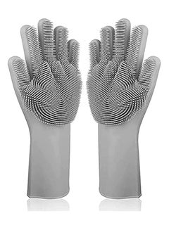 اشتري Silicone Dishwashing Gloves Reusable Cleaning Gloves في الامارات