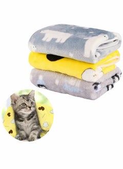 Buy Pet Blanket, Cushion Dog, SYOSI Cat Fleece Blankets, Pet Washable Sleep Mat, Bed Cover Soft Warm Blanket, for Cute Animals, Gray, Yellow, Blue, 60 x 40 cm（ 3 Pack） in UAE