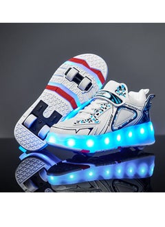 اشتري 4 Wheels LED Flashing Wheeled Low Top Sneakers White في الامارات