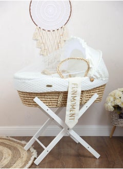 Buy Portable Baby Moses Basket Cot With Durable Stand (off white) in Saudi Arabia