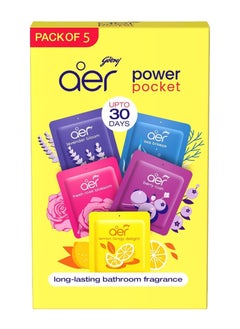 Buy Aer Power Pocket Air Freshener Bathroom and Toilet Lasts Up To 30 Days 10Gx5, 50 grams Pack Of 5 in UAE