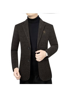 Buy 2023 autumn and winter New chenille middle-aged mens high-end casual suit dad suit suit one-piece Top clothesXZ1771 Brown XZ1771 Brown in Saudi Arabia