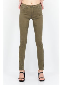 اشتري Women Skinny Fit Plain Stretchable Denim, Olive في الامارات