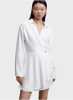 Buy Button Detail Wrap Dress in Saudi Arabia