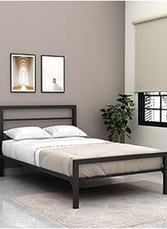 Buy Steel Heavy Duty Nirvana Double Bed with Metal Frame Black 100x206x125cm in UAE