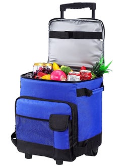 اشتري 35L Could hold 50-Can Rolling Cooler with Wheels Ice Chest with Wheels, Leakproof Collapsible Soft Large Rolling Cooler with Wheels and Handle for Beach Camping Patio Road Trip Outdoor في السعودية