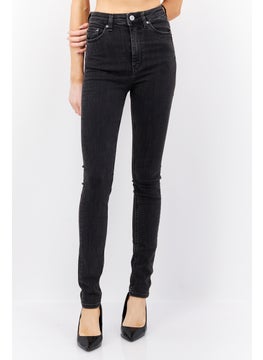 Buy Women Skinny Fit Washed Denim Jeans, Black in UAE