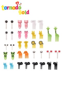 اشتري 36-Piece Animal Fruit Forks for Baby Mini Cute Cartoon Toothpick Plastic Sticks Decor for Kids Multicolor في السعودية