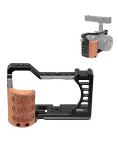 Buy For Sony Alpha 7C / ILCE-7C / A7C PULUZ Wood Handle Metal Camera Cage Stabilizer Rig in UAE