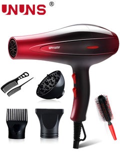 Buy 7-Piece Hair Dryer Set,AC Motor Fast Drying Ion Hairdryer,Ionic Salon Hair Dryer,5 Speeds Setting And One-Touch Cold Air With Diffuser,Nozzle,Concentrator Comb For Curly in UAE