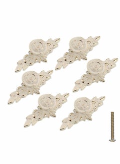 اشتري Rose Cabinet Knobs with Backplate, Vintage Kitchen Zinc Alloy Flower Drawer Pull Handles for Dresser Vanity Cupboard Wardrobe, Ivory White & Gold Edge, 6 Pack/European Style في الامارات