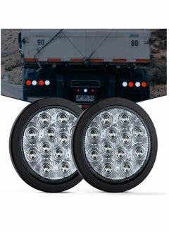 Buy Tail Light 4"" White Round LED Reverse Back Up Light w/Surface Mount Grommet Plugs Trailer Tail Lights 12 LED, with Turn Signal Truck Trailer Light Side Light, for Truck Trailer RV Jeep, 2PCS (TL-26) in UAE