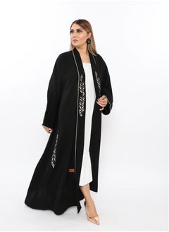 Buy Black abaya with embellished front and back in Saudi Arabia