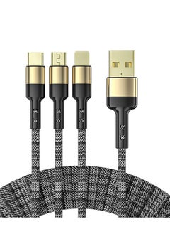 Buy Multi Charging Cable, 3 in 1 Nylon Braided 4FT/1.5M Multiple USB Charging Cord Adapter, IP/Type C/Micro USB Port Connectors Compatible with iphone Cell Phones Tablets and More in UAE