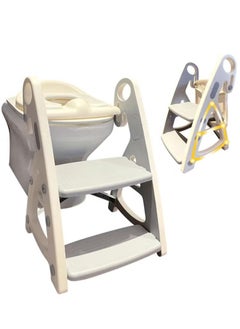 Buy Baby Potty Training Toilet Seat, 2 in 1 Height Adjustable Toilet Trainer with Step Stool Ladder, Foldable Toddler Potty Chair for Boys and Girls (Grey) in Saudi Arabia