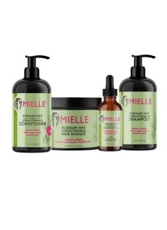 Buy Hair strengthening set with rosemary and mint, oil + conditioner + shampoo + mask - Mili Organics in Saudi Arabia