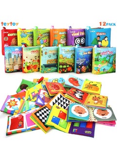 Buy Nontoxic Fabric Baby Cloth Activity Crinkle Soft Books For Infants Boys And Girls Early Educational Toys Baby Shower Gift Pack Of 12 in Saudi Arabia