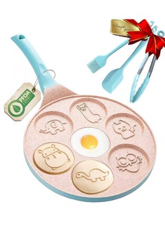 Buy Pancake Pan for Gas Stove Mini Pancake Molds for Kids Animal Pancake Griddle Nonstick 7 Cup Frying Egg Pan Waffle Pancakes Maker Crepe with Silicone Spatula, Tongs, Oil Brush in Saudi Arabia