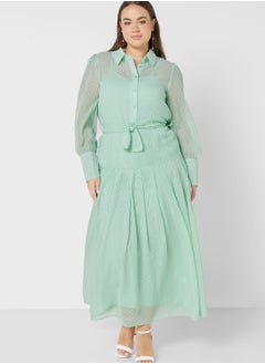 Buy Textured Dress With Belt in UAE