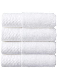 Buy 4pcs 70x140 cm Solid Bath Towel 600GMS 100% Cotton Premium Bath Sheet Soft & Highly Absorbent for Home Bathroom Hotel - White in Saudi Arabia