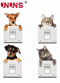 Buy 4-Piece 3D Dogs Cats Switch Wall Sticker,Removable Light Switch Decor For Bedroom Wall Decor,Play Room,Wall Decorations,Living Room Office Decoration in Saudi Arabia