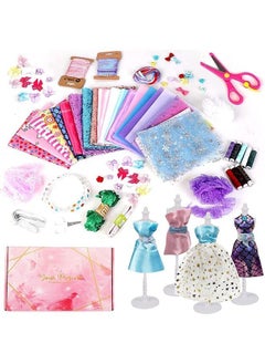 اشتري 448 Pieces Fashion Designer Kits for Girls Fashion Design Studio Kit with Mannequins Craft Educational Sewing Kit Birthday Christmas Gifts Party في الامارات