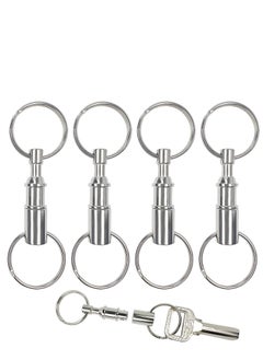 اشتري 5 Pack Quick Release Keychain Detachable Pull Apart Keychain Dual Pull Apart Key Chain(Silver) في الامارات