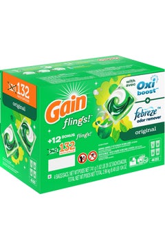Buy 132-Pods Flings Liquid Laundry Detergent Tabs With Oxi Boost & Febreze Odor Remover in UAE