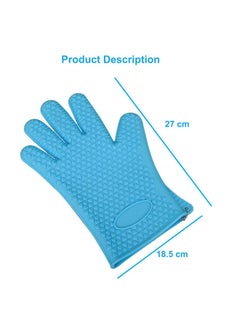 Buy Home Pro Silicone Oven Gloves Heat Resistant Extra Long Oven Gloves Kitchen Gloves Non-Slip Mitts Pot Holders For Bbq Grilling Cooking Baking Silicone Oven Mitts (Blue) in UAE
